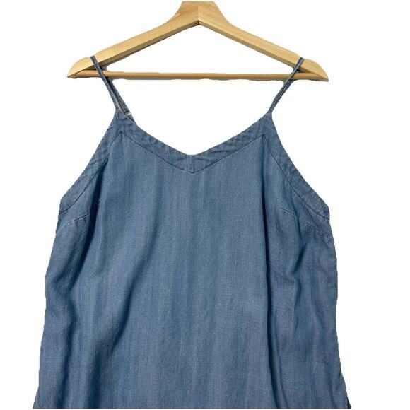 Universal Thread Chambray Midi Maxi Dress Womens L Blue Belted Strappy Y2K - Picture 3 of 13
